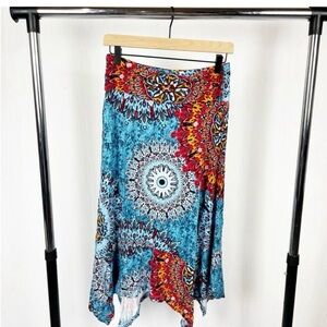 Bohemian Blue and Red Women's Skirt